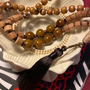 Brown Wooden Lariat Necklace